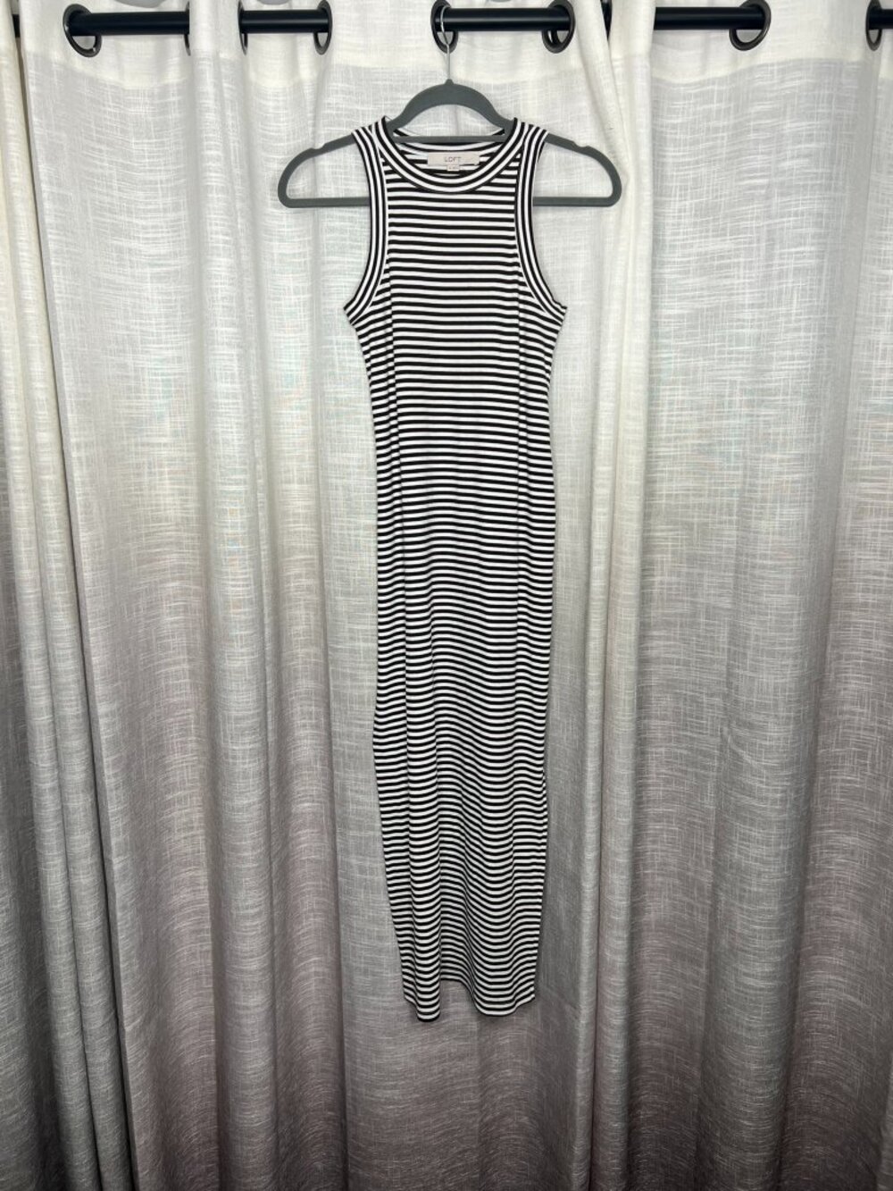 Loft Brown and White Striped Dress